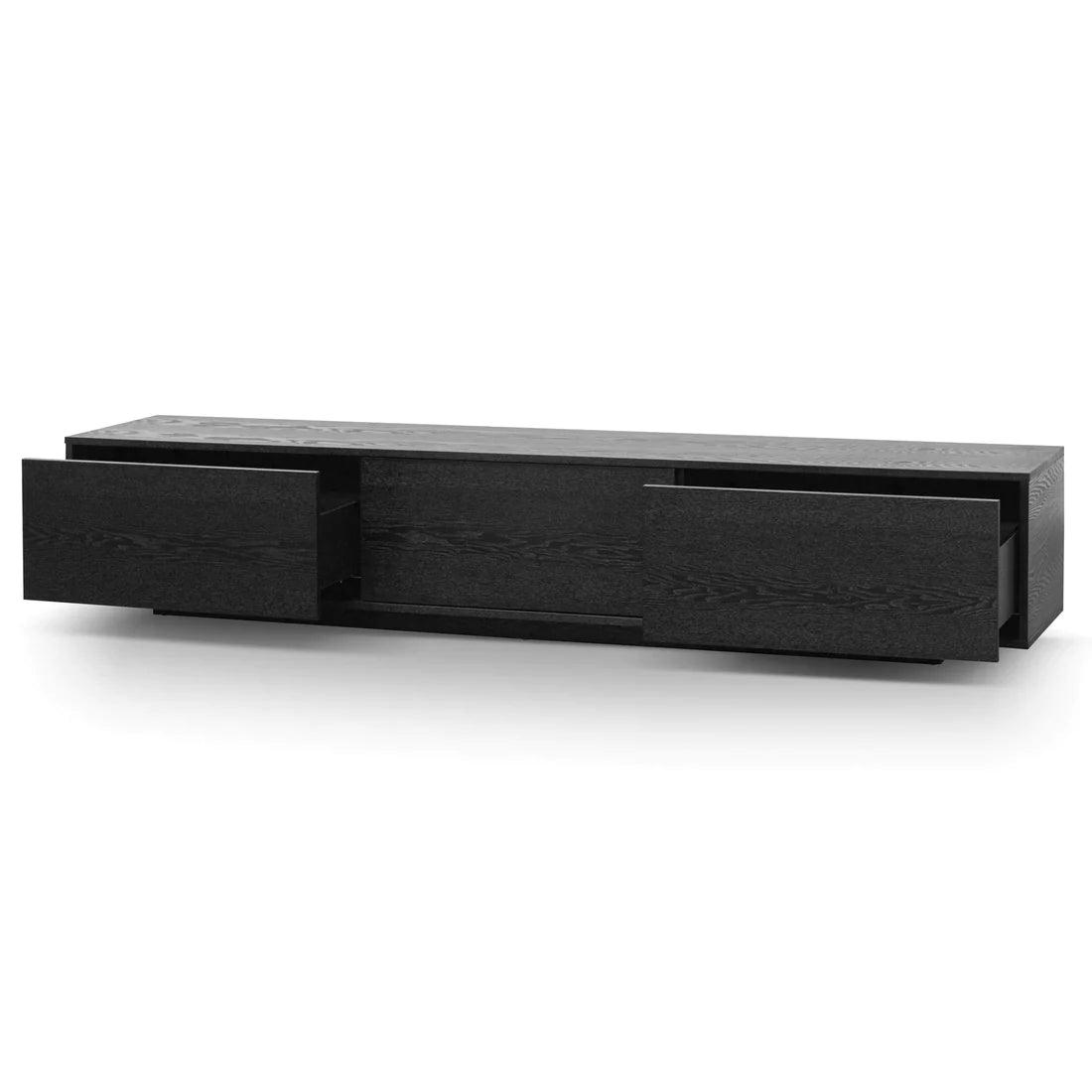 Wagon 2.3m Wooden Entertainment Unit - Full Black - Furniture Castle