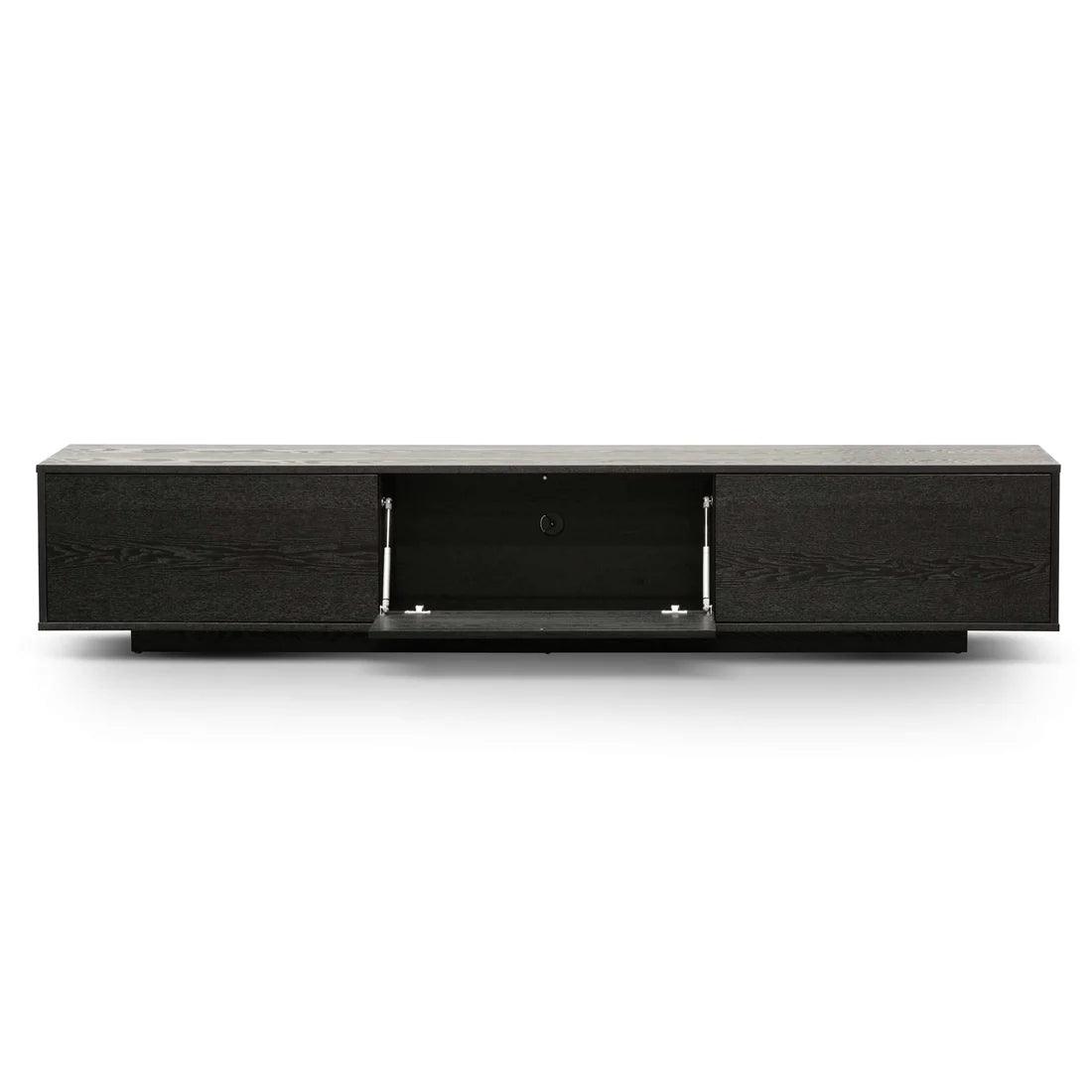 Wagon 2.3m Wooden Entertainment Unit - Full Black - Furniture Castle