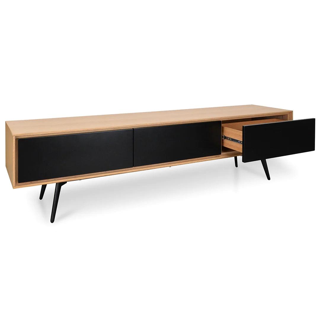 Wild TV Unit With Black Drawers - Natural - Furniture Castle