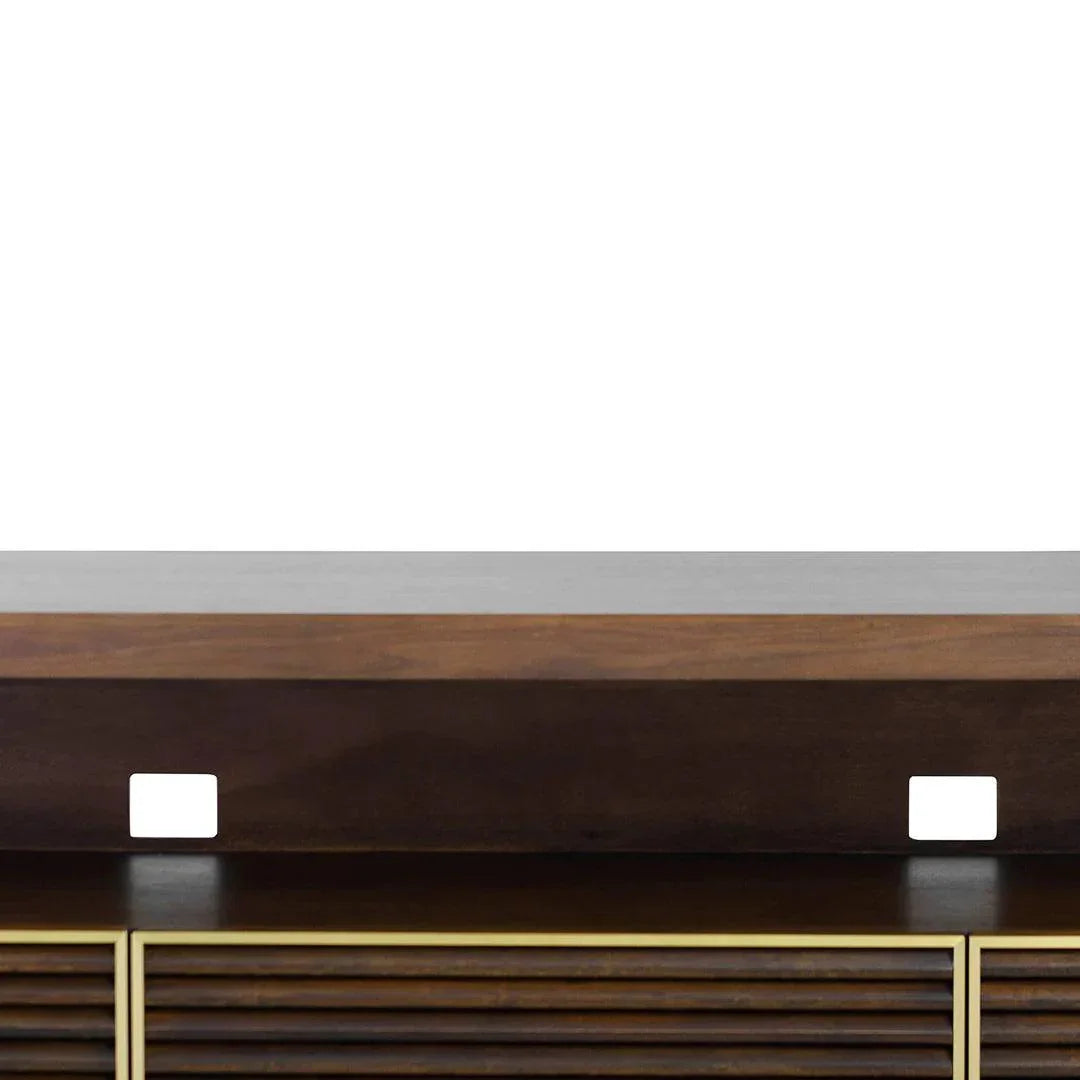 Wooden 2m TV Entertainment Unit - Walnut - Furniture Castle