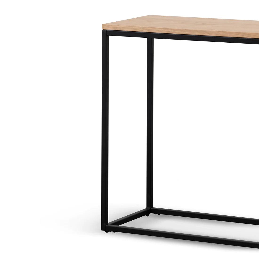 Woody 1.6m Console Table - Natural Top and Black Frame - Furniture Castle