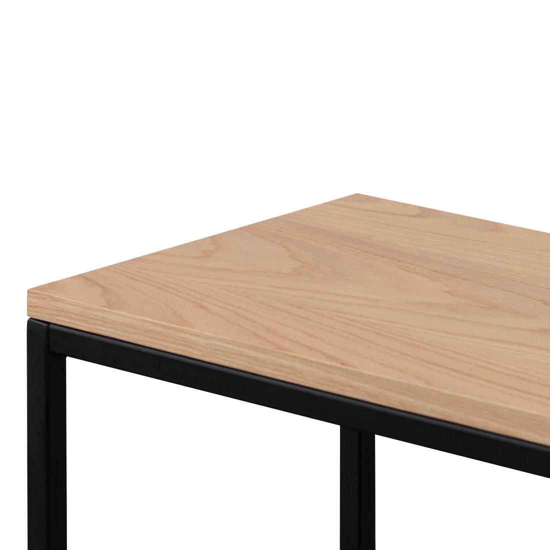 Woody 1.6m Console Table - Natural Top and Black Frame - Furniture Castle