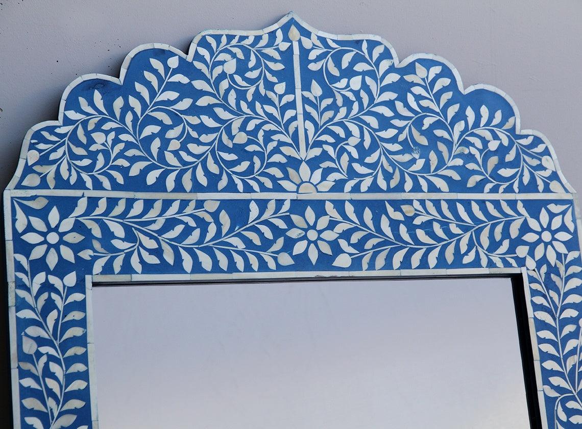 Yami Inlay Mirror - Blue - Furniture Castle