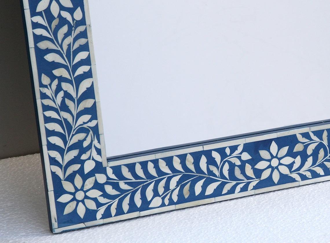 Yami Inlay Mirror - Blue - Furniture Castle
