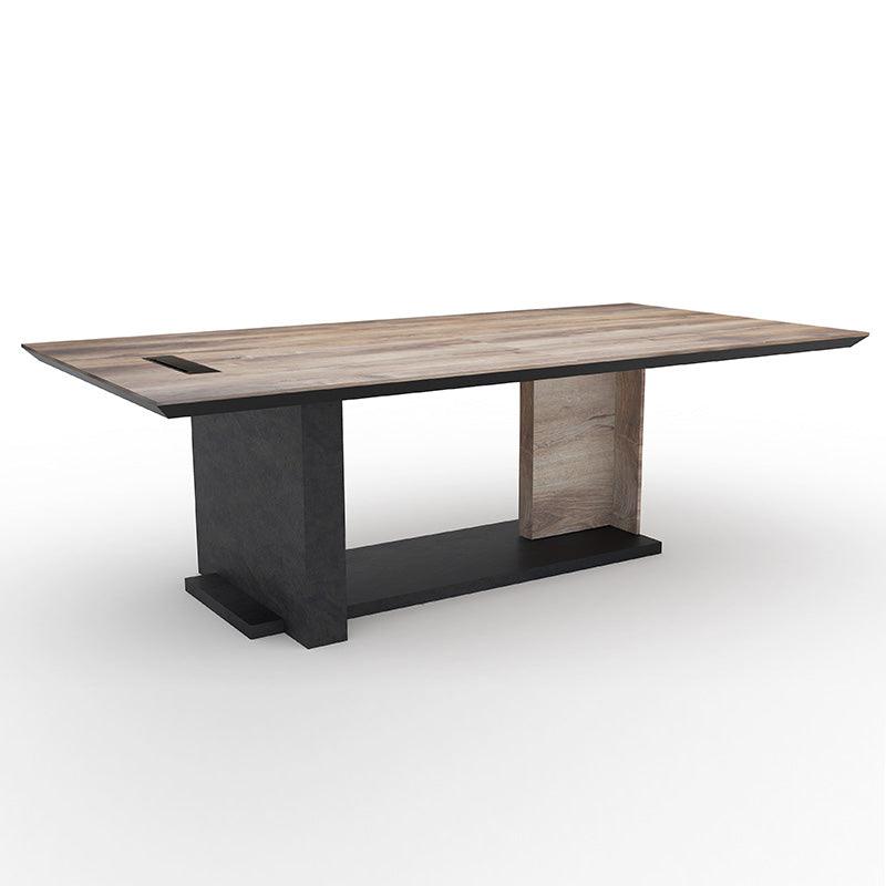 ZEA Boardroom Table 2.4M - Warm Oak & Black - Furniture Castle