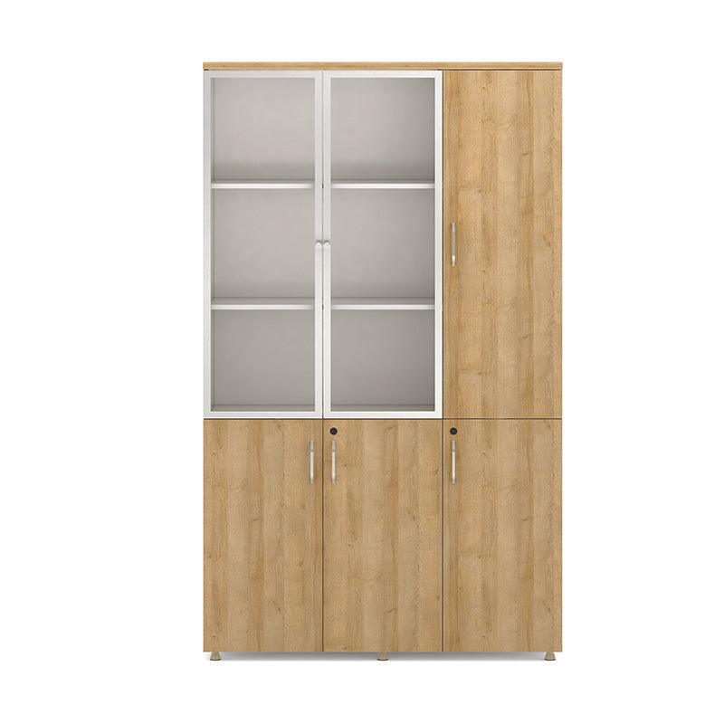 ZIVA Display Cabinet 3 Door Bookcase 120cm - Kaldi wood + Brown - Furniture Castle