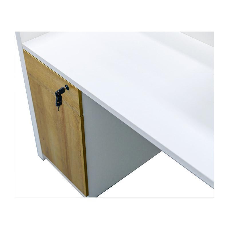 ZIVA Reception Desk 1.8M with Right Panel - White - Furniture Castle