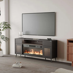 Lux TV Stand with Electric Fireplace – Black | 180cm