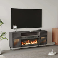 Lux TV Stand with Electric Fireplace – Black | 180cm