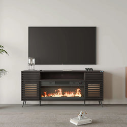 Lux TV Stand with Electric Fireplace – Black | 180cm
