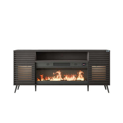 Lux TV Stand with Electric Fireplace – Black | 180cm