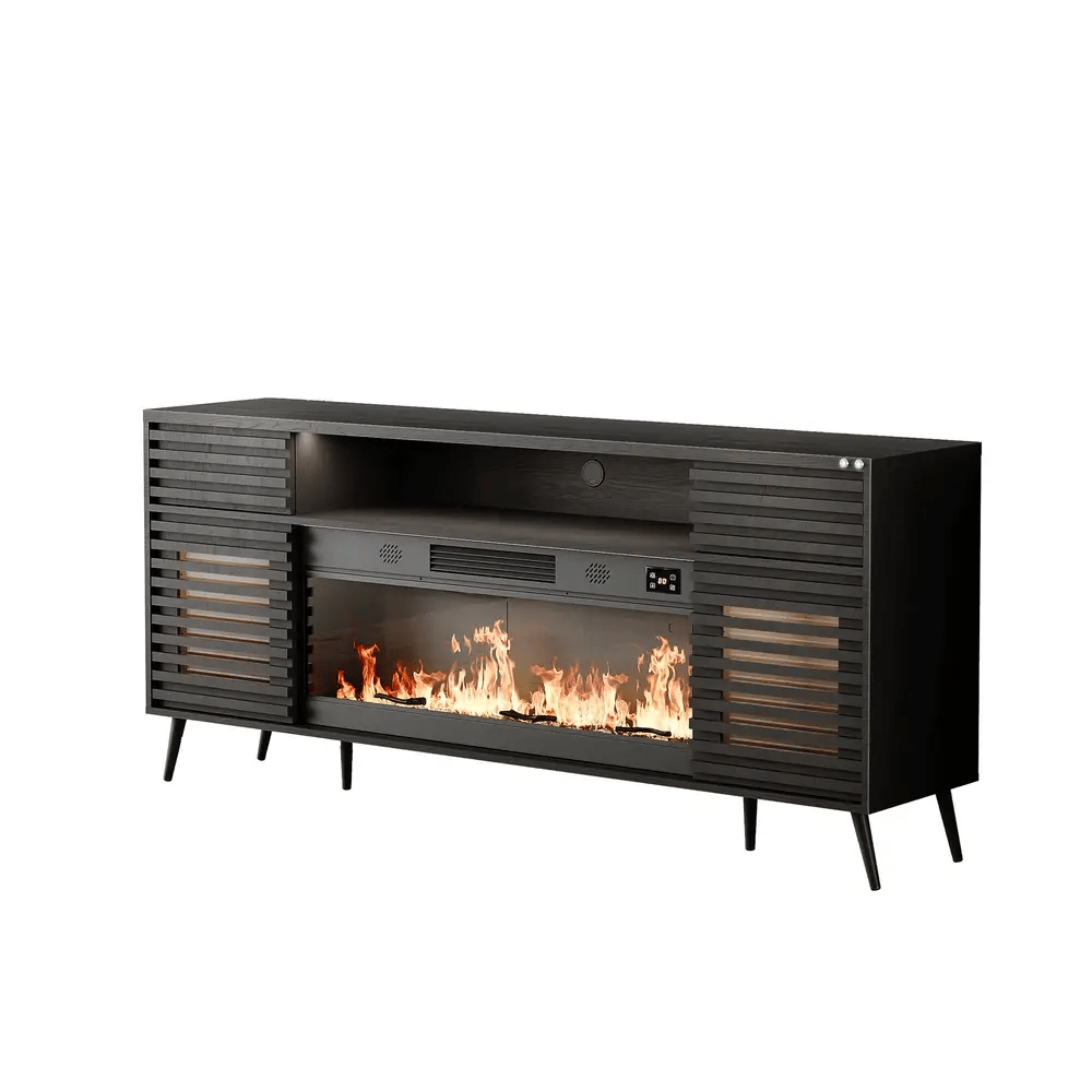 Lux TV Stand with Electric Fireplace – Black | 180cm