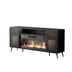 Lux TV Stand with Electric Fireplace – Black | 180cm
