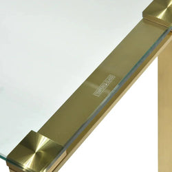 1.2m Glass Console Table - Brushed Gold Base - Furniture Castle
