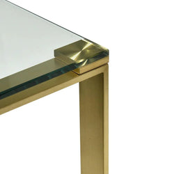 1.2m Glass Console Table - Brushed Gold Base - Furniture Castle