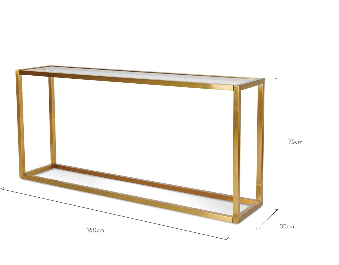 1.6M Glass Console Table - Tempered Glass - Steel Base - Furniture Castle