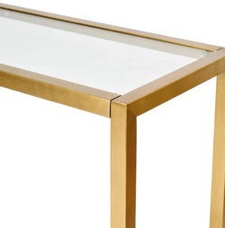 1.6M Glass Console Table - Tempered Glass - Steel Base - Furniture Castle