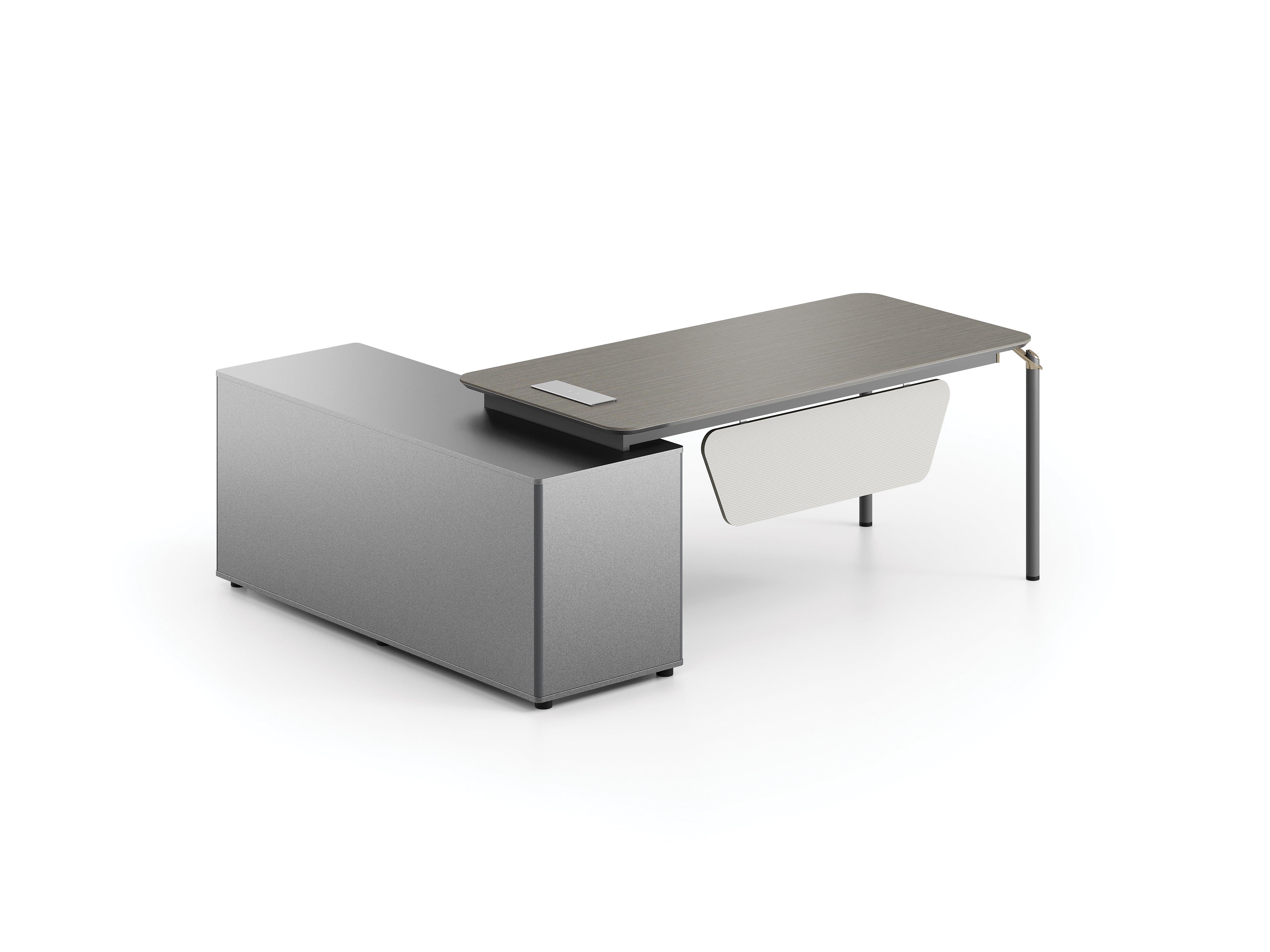 Raymond Executive Desk 2.0m – Wooden Grain Finish with Wire Management