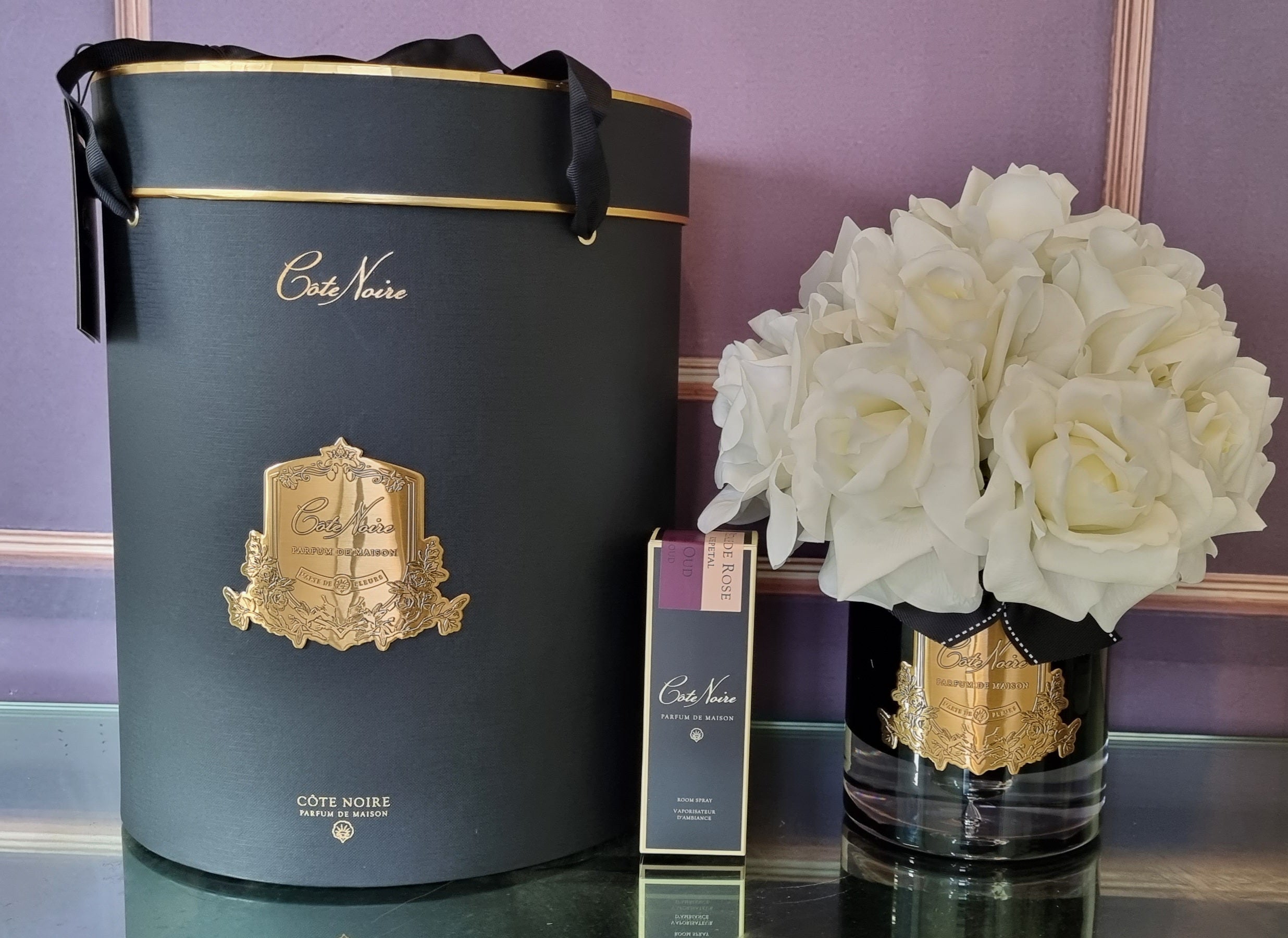 Cote Noire Luxury Grand Bouquet Dark Glass - White - Gold Badge  LTWB01