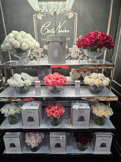 Cote Noire-Luxury Centrepiece - 37 Rose Buds in Burgundy & Gold badge