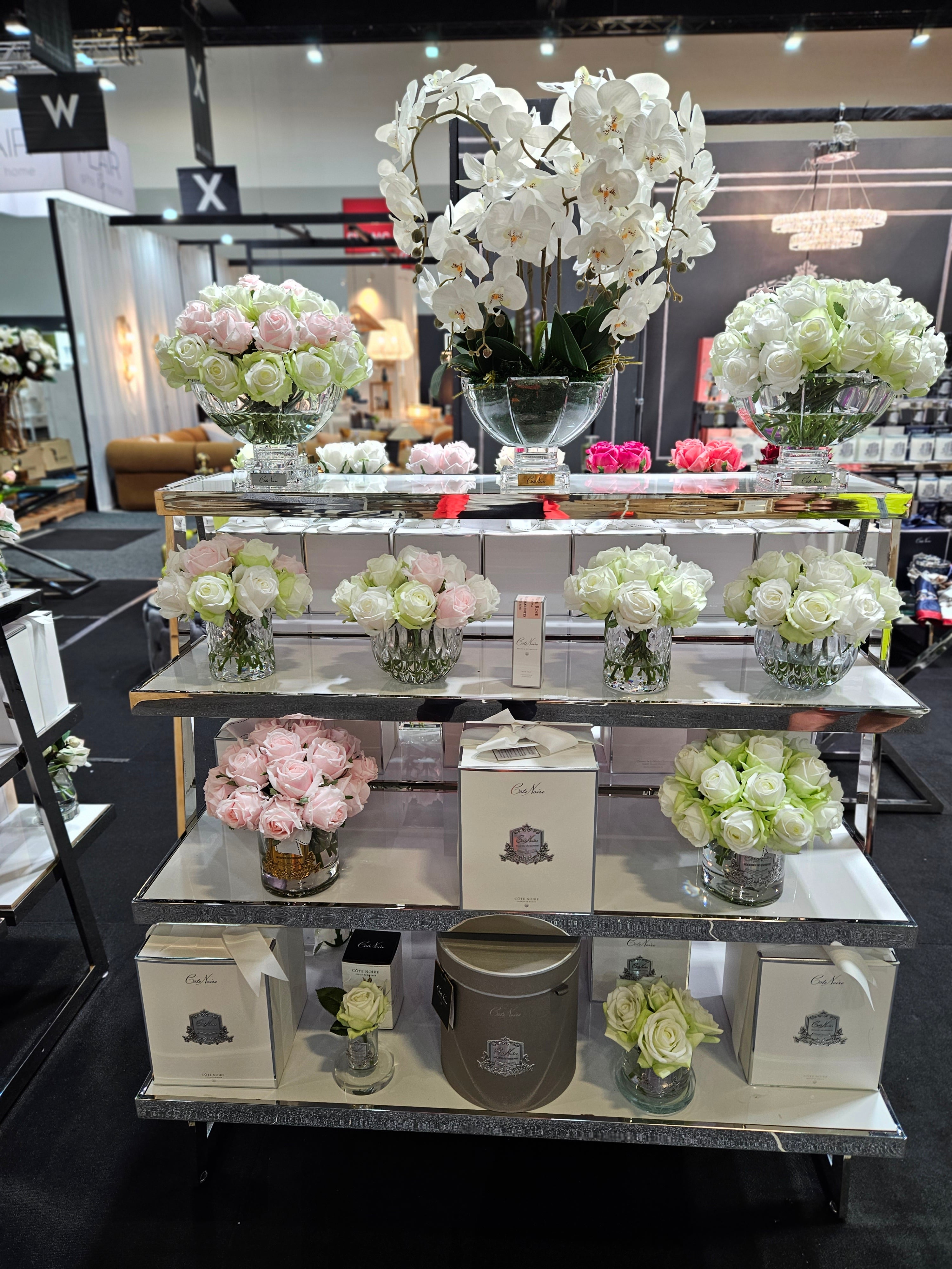 Cote Noire Herringbone Flower - Rose Buds - Clear - French Pink, Green & White  - HCF13