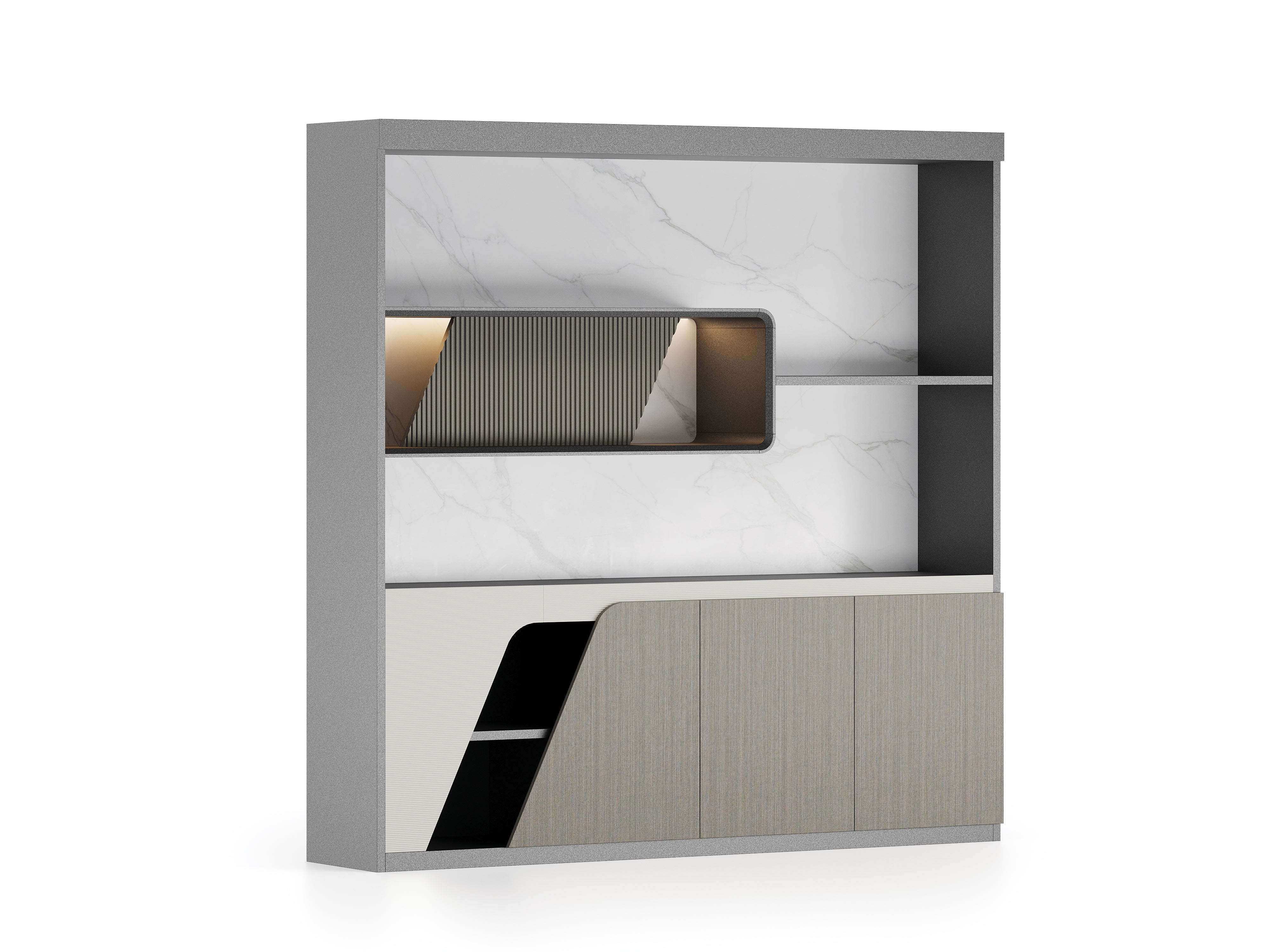 Raymond Bookcase 2m – Wooden Grain Finish