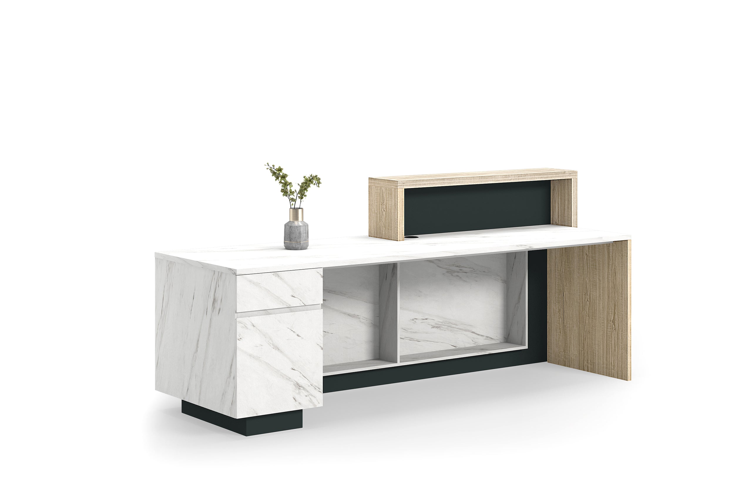 Saffron Reception Counter 2.4m – Wooden Grain Finish