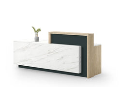Saffron Reception Counter 2.4m Left Hand– Wooden Grain Finish
