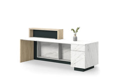 Saffron Reception Counter 2.4m Right Hand– Wooden Grain Finish
