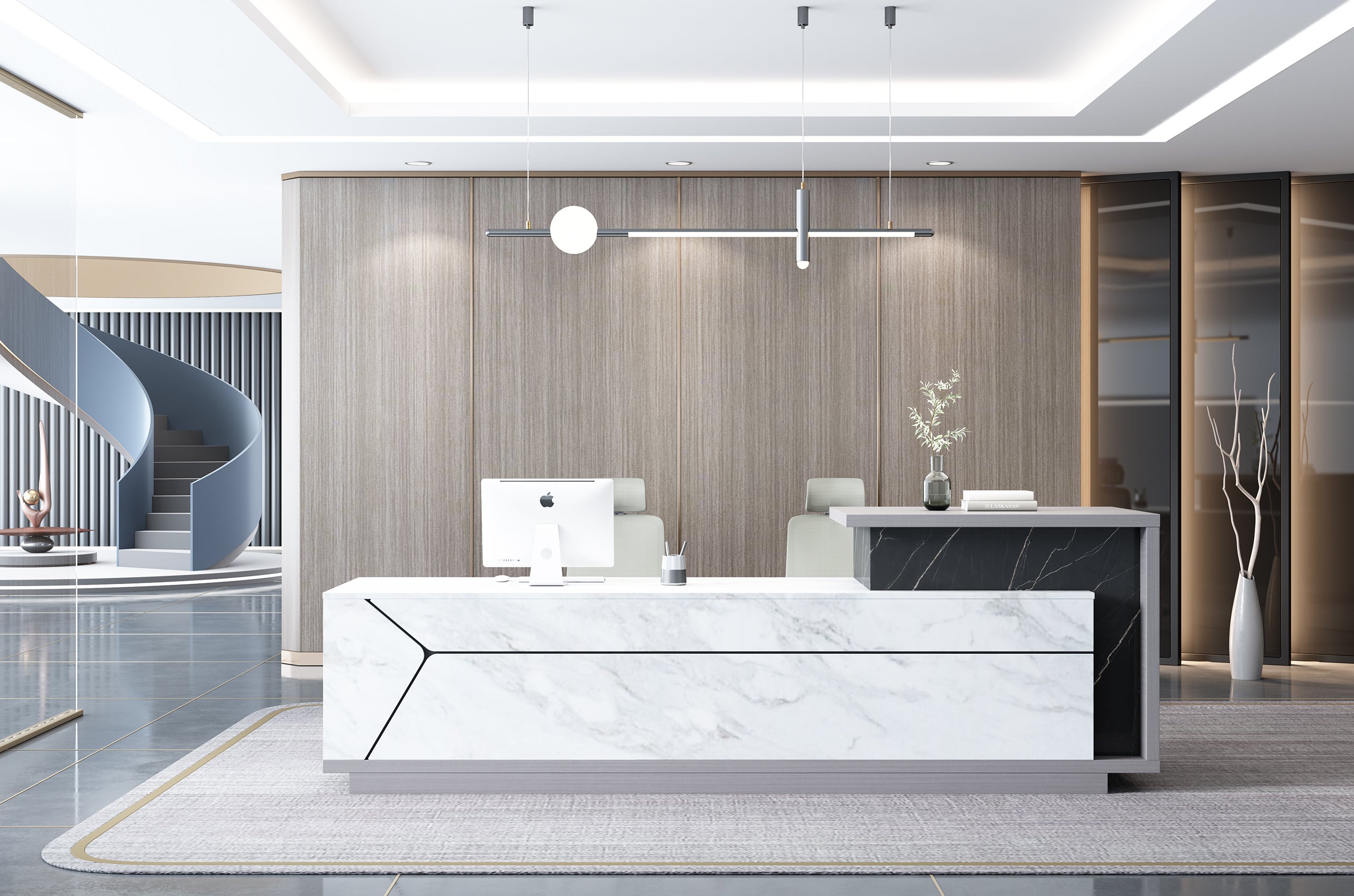 Sephora Reception Counter 2.4m – Wooden Grain Finish