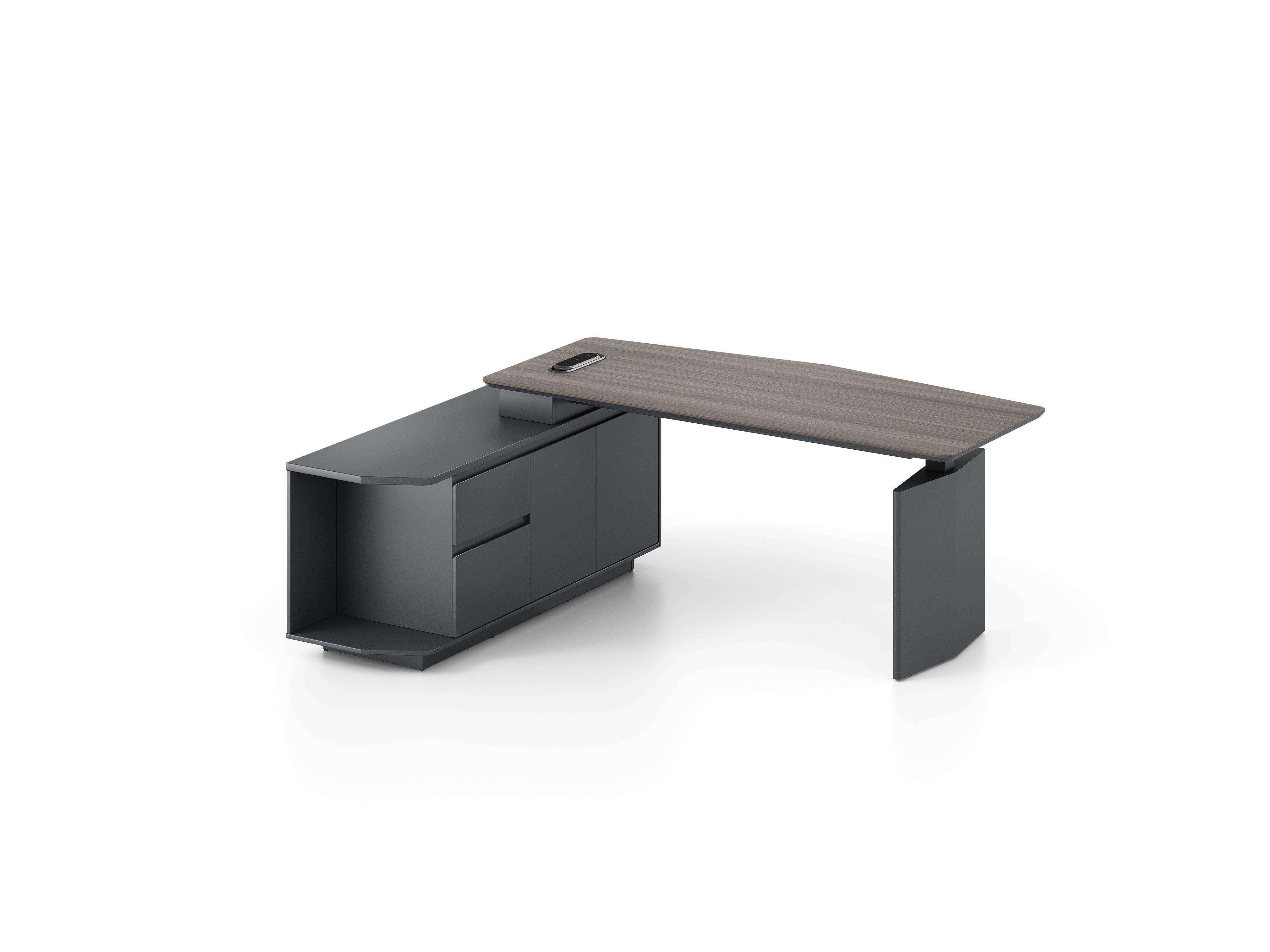 Professor Height Adjustable Executive Desk 2m Left Return– Electric Lift with Storage