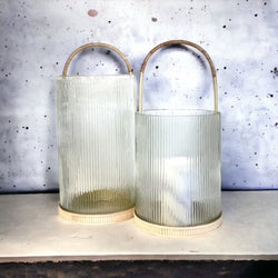 Lantern Clear Ribbed Glass Small 26cm
