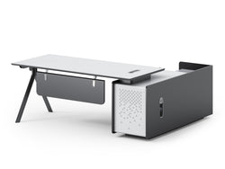 Sterling Executive Office Desk 2M Left Return -Frost White & Dark Grey
