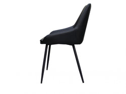 Costa Dining Chair – Black | Eco Leather &amp; Black Frame (Set of 2)