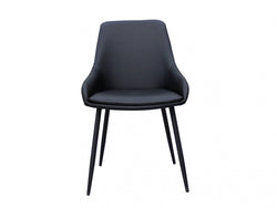 Costa Dining Chair – Black | Eco Leather &amp; Black Frame (Set of 2)