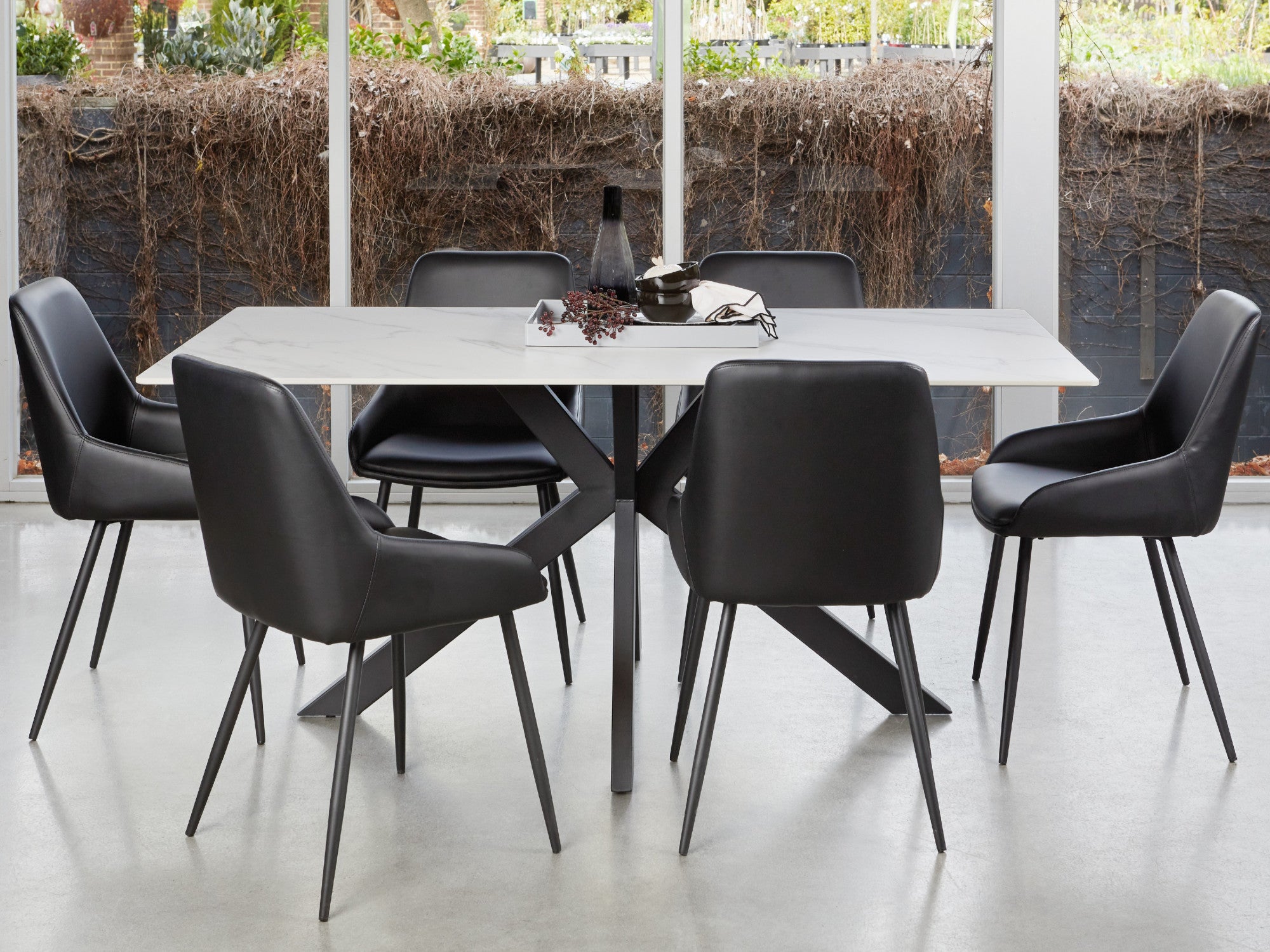 Costa Dining Chair – Black | Eco Leather &amp; Black Frame (Set of 2)