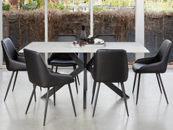 Costa Dining Chair – Black | Eco Leather &amp; Black Frame (Set of 2)