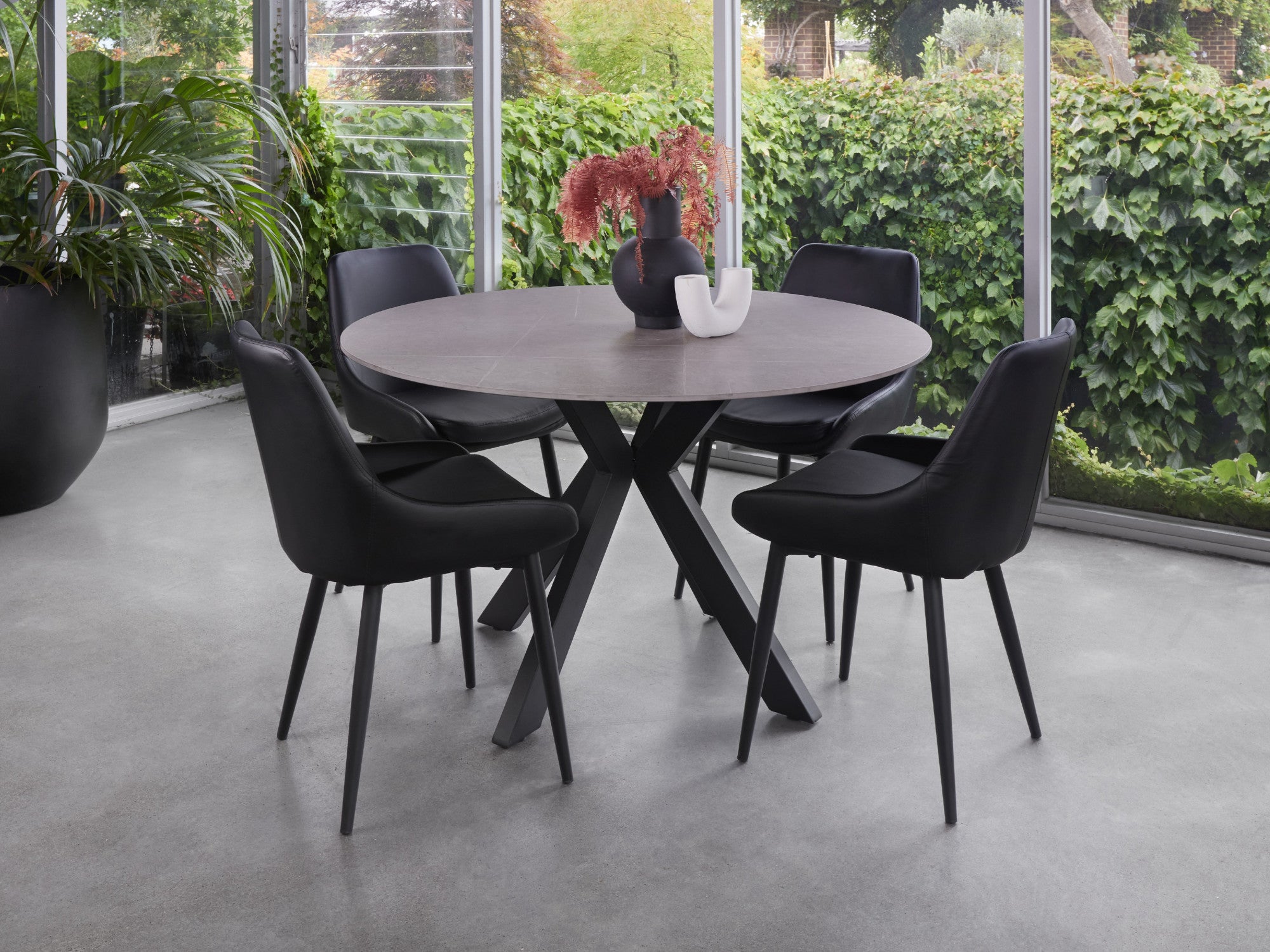 Costa Dining Chair – Black | Eco Leather &amp; Black Frame (Set of 2)