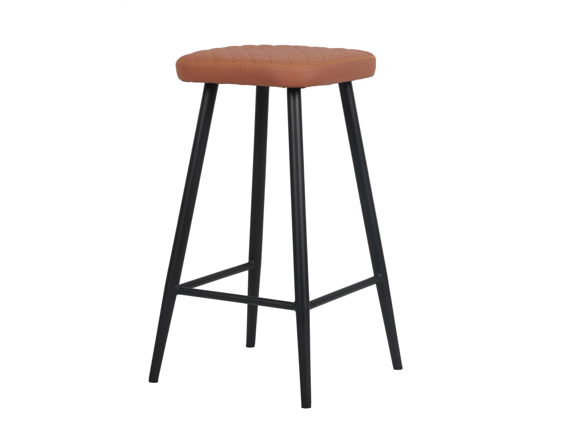 Aruba Bar Stool – Tan | Eco Leather & Black Frame (Set of 2)