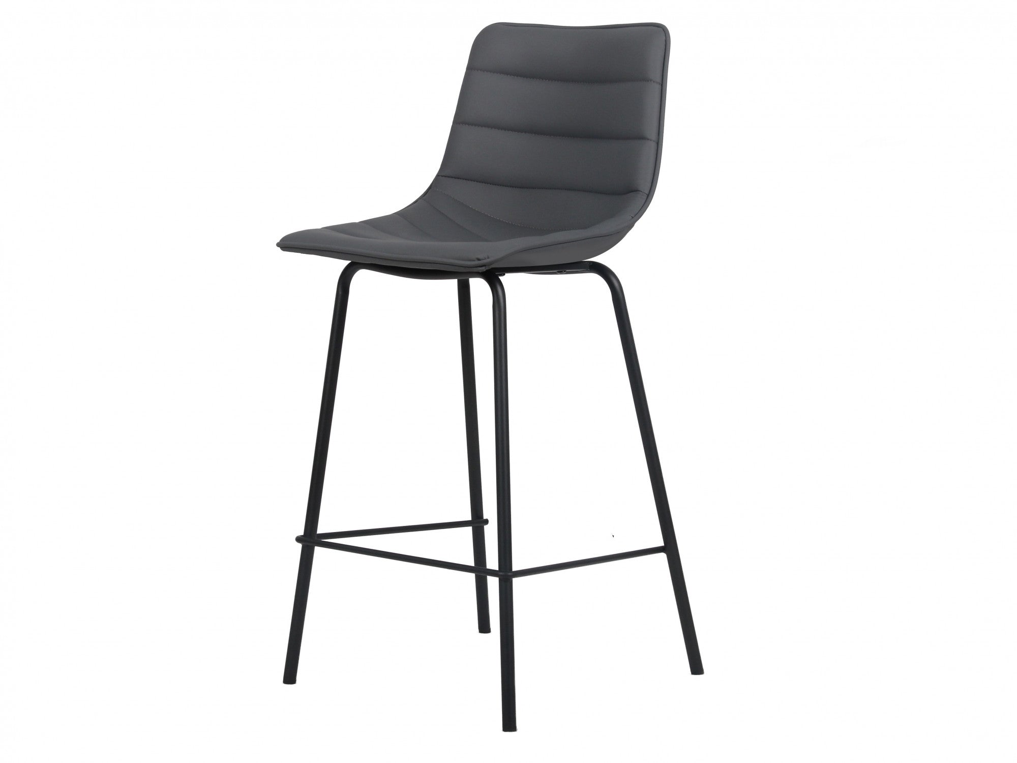 Cali Bar Stool – Charcoal | Eco Leather & Black Frame (Set of 2)