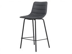 Cali Bar Stool – Charcoal | Eco Leather & Black Frame (Set of 2)