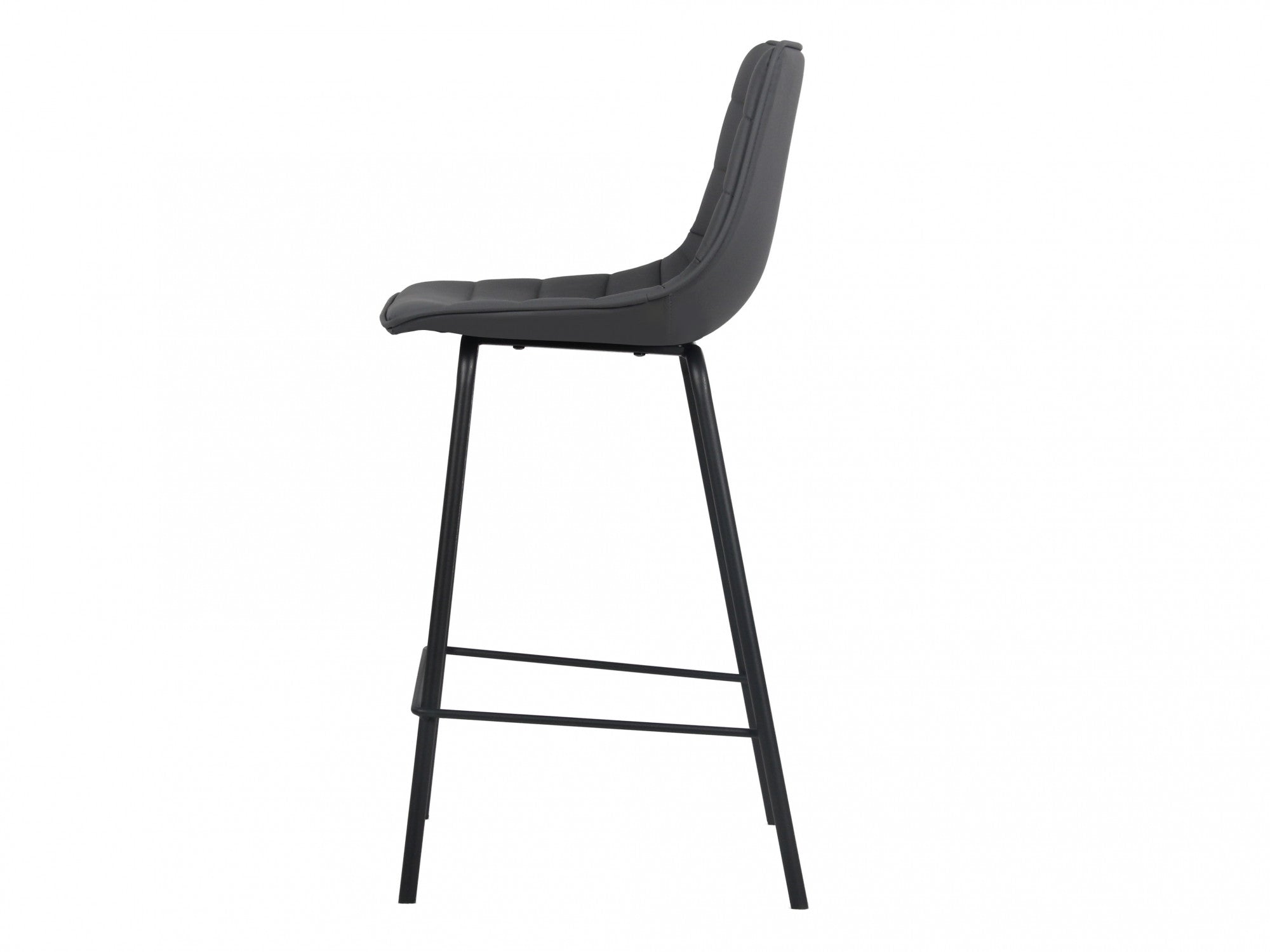 Cali Bar Stool – Charcoal | Eco Leather & Black Frame (Set of 2)