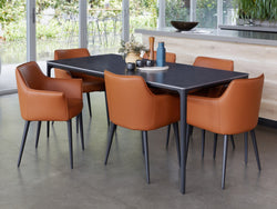 Magnate Dining Table – Grey Stone Ceramic | Black Frame