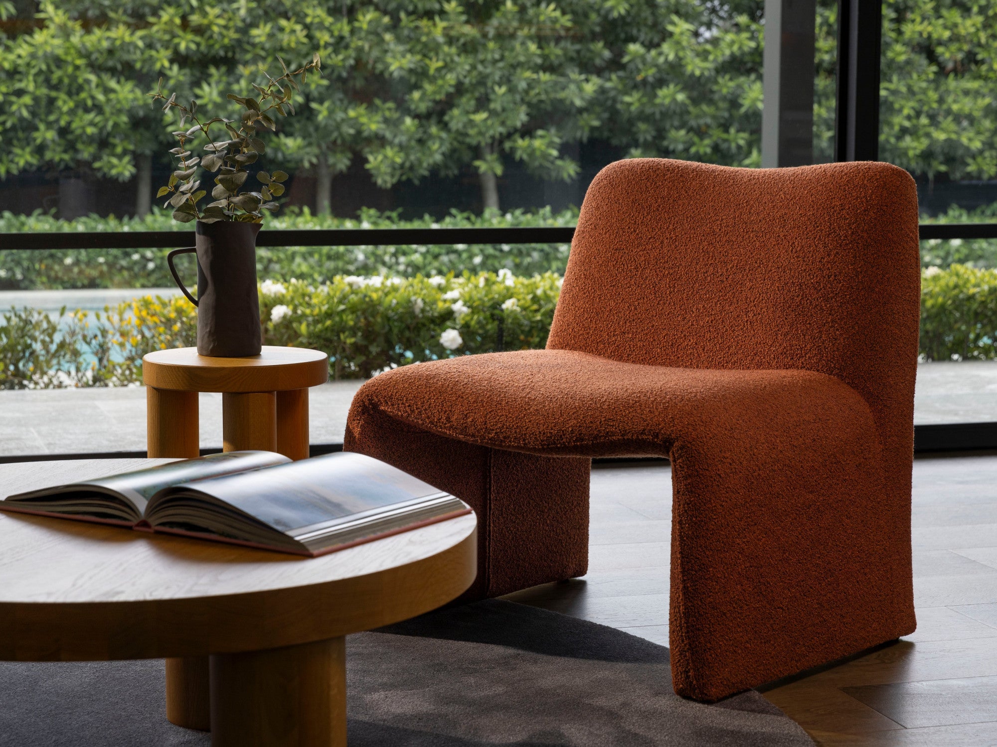 Calais Accent Chair – Terracotta | Boucle Fabric Upholstery