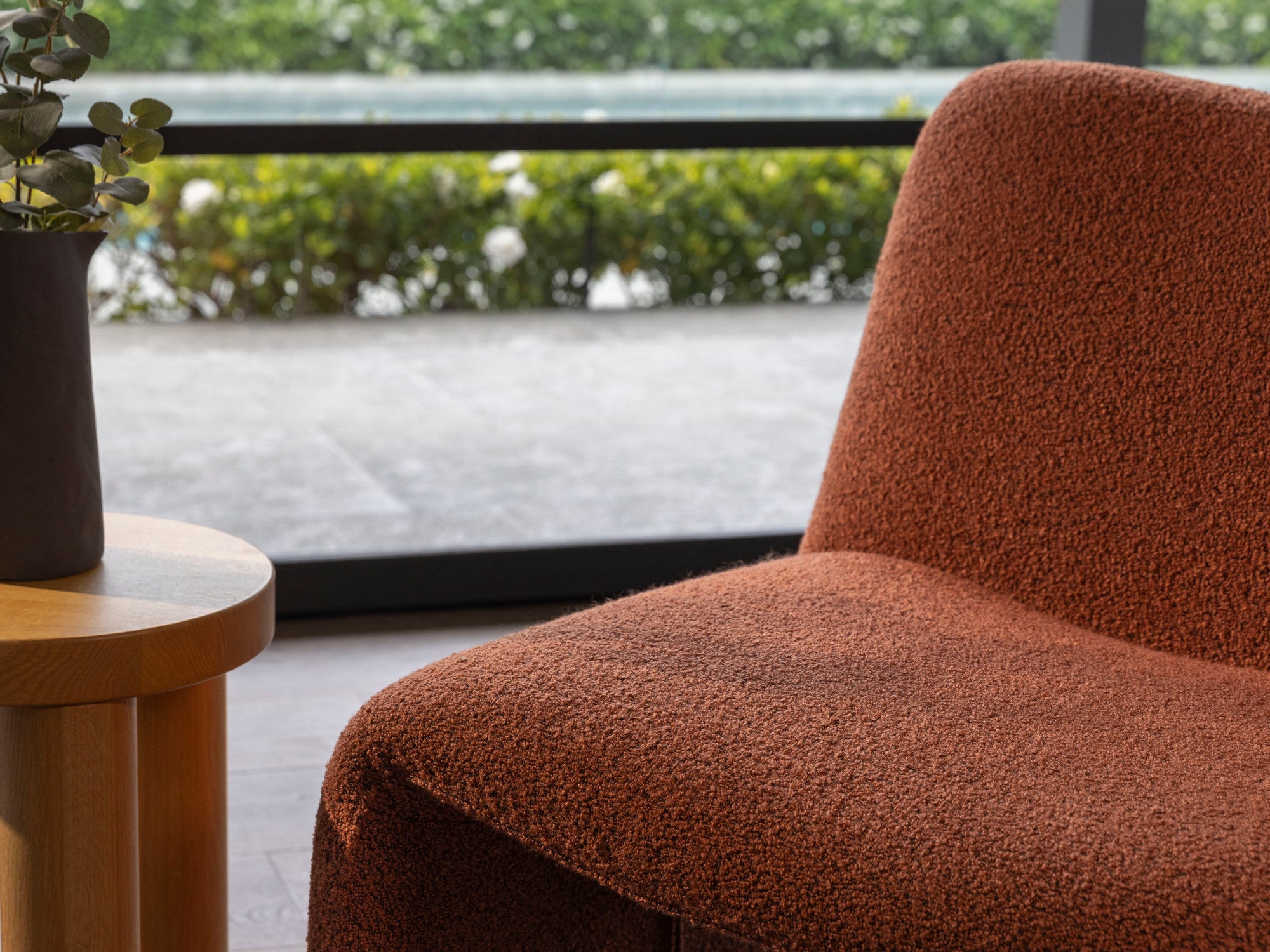 Calais Accent Chair – Terracotta | Boucle Fabric Upholstery