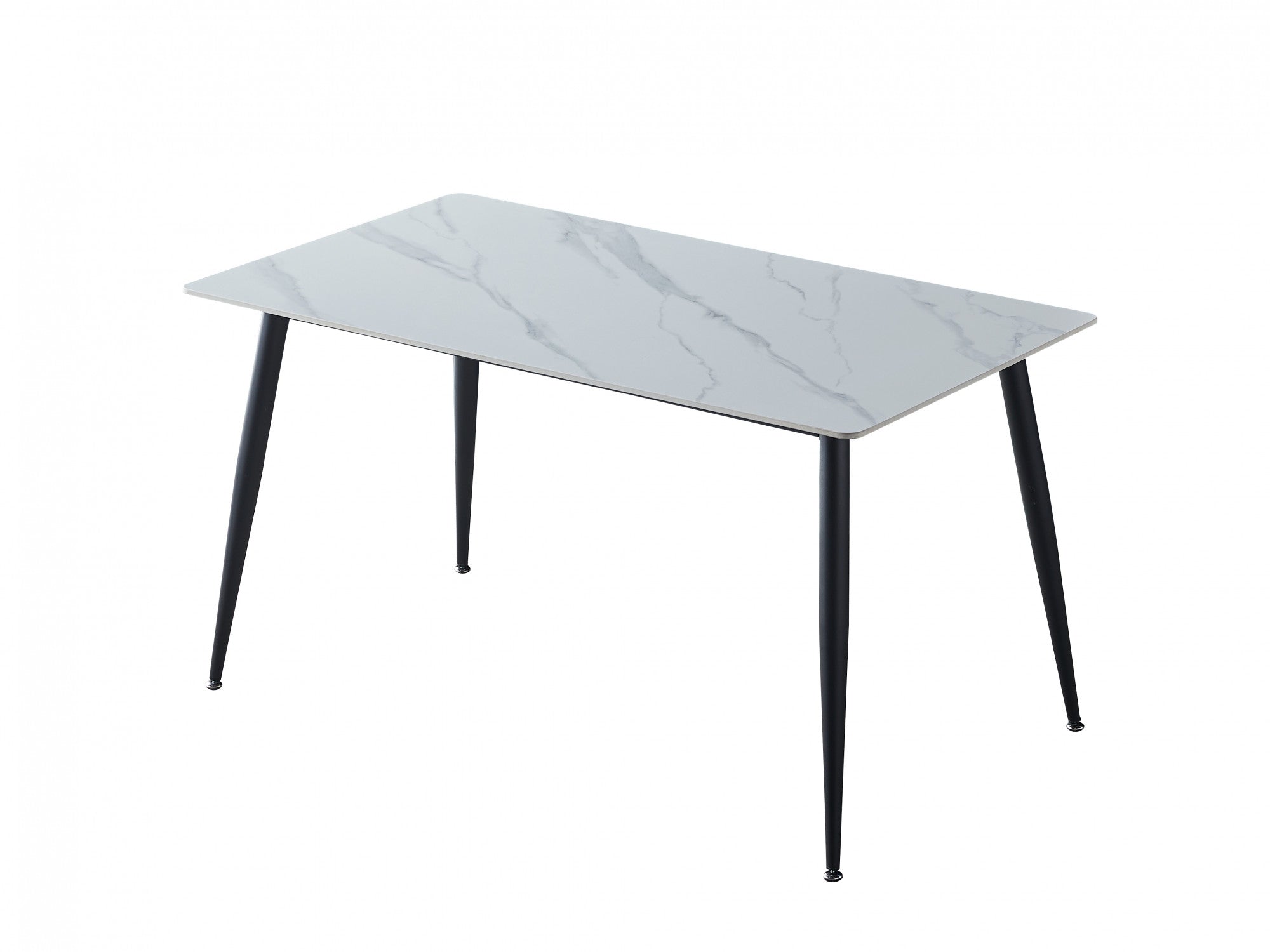 Bentley Dining Table – Snow White Marble Effect | Black Frame