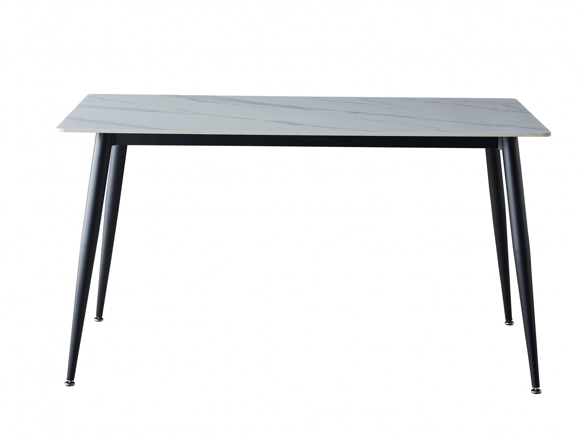 Bentley Dining Table – Snow White Marble Effect | Black Frame