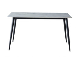 Bentley Dining Table – Snow White Marble Effect | Black Frame