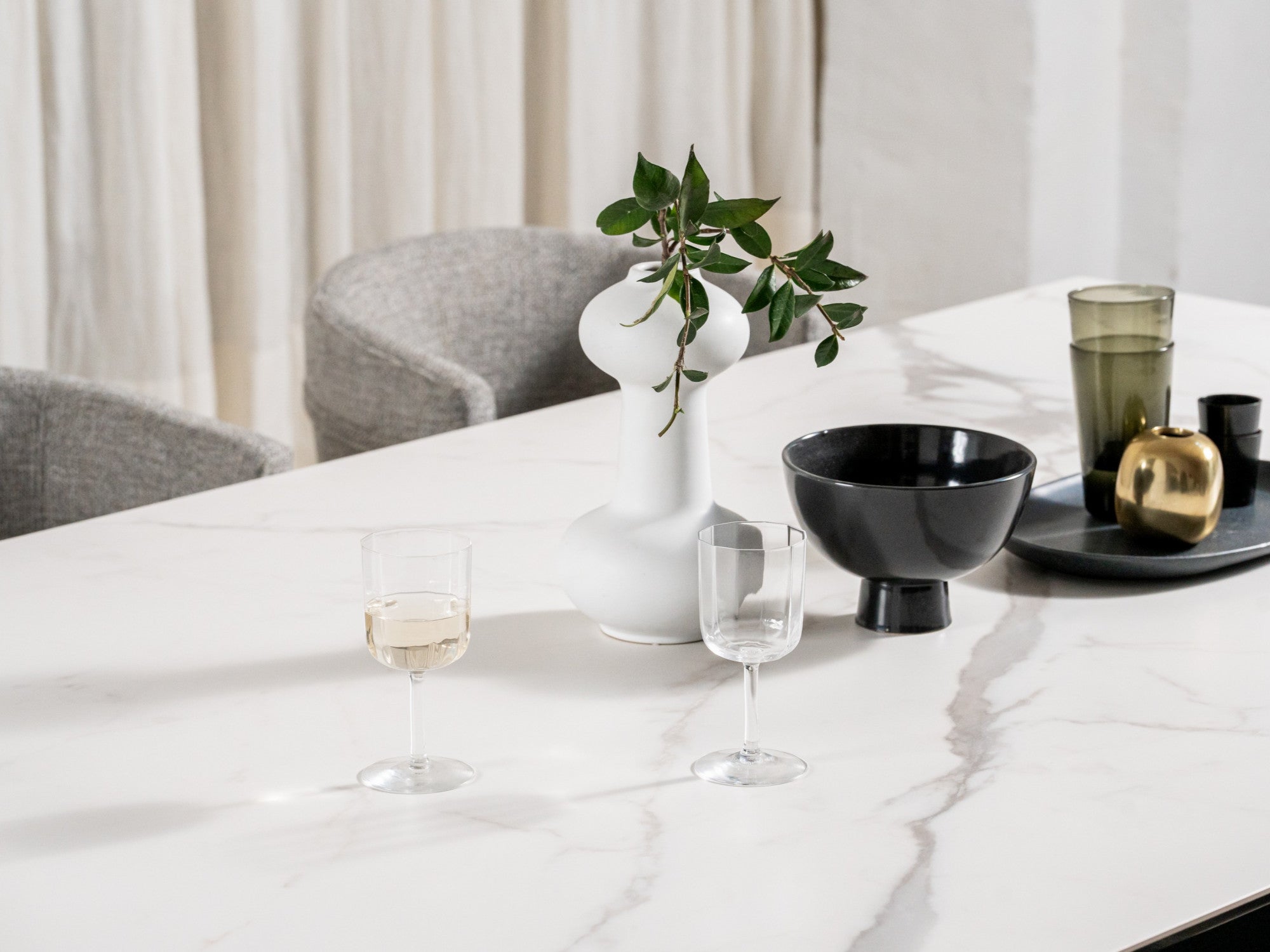 Symphony Fixed Dining Table – Marmo Marble Effect | Black Frame
