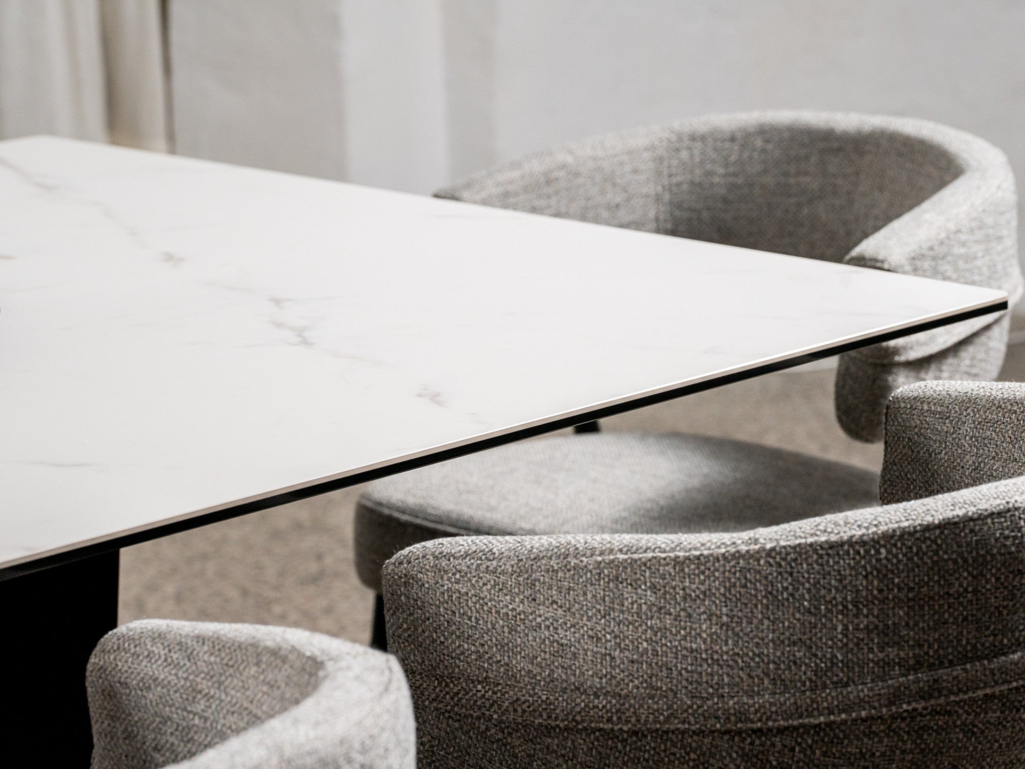 Symphony Fixed Dining Table – Marmo Marble Effect | Black Frame